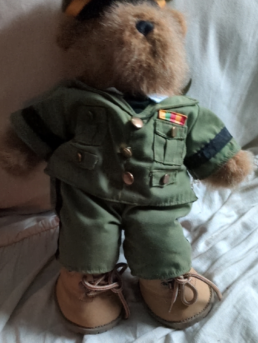 Vintage Teddy Bear With USA Army Uniform
